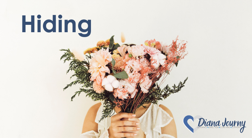 hiding, woman hiding face with bouquet of flowers