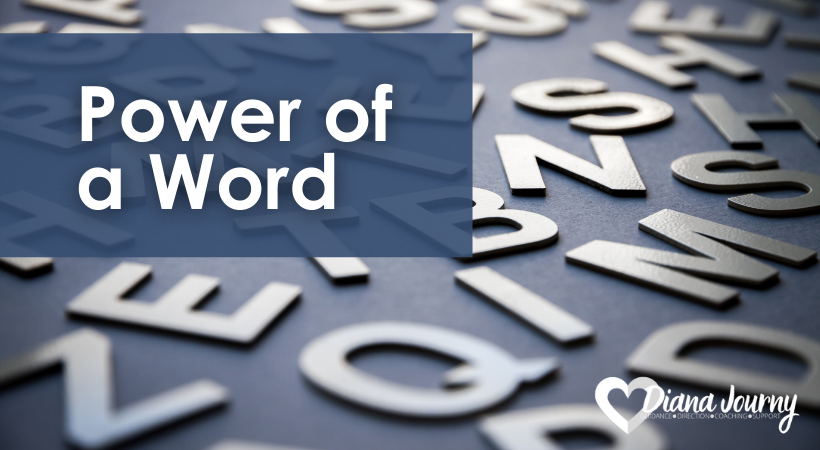 Power of a Word: Dark blue surface with random letters